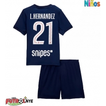 Camiseta Paris Saint-Germain Lucas Hernandez #21 Primera Equipación para niños 2025-26 manga corta (+ pantalones cortos)
